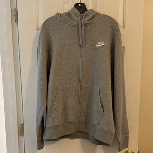 EUC Nike Sportswear Club Fleece Men's Full-Zip Hoodie, Heather Gray, size XL